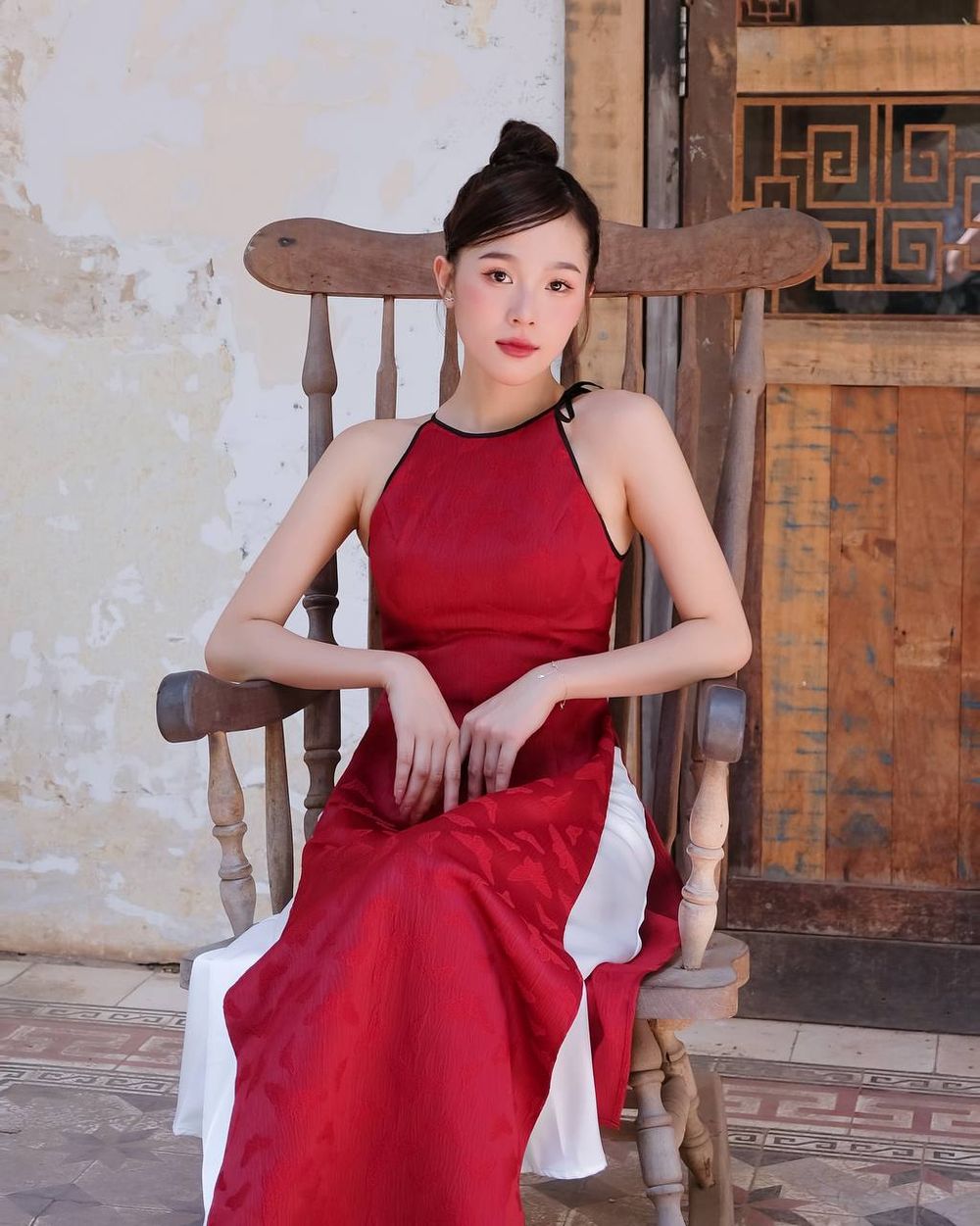 Set bộ - Áo dài cách tân cổ yếm THE C.I.U
