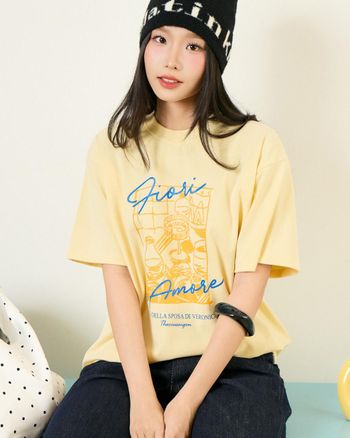 Áo thun nữ form suông in chữ THE C.I.U, áo thun cotton cổ tròn tay ngắn basic - Amore Tee