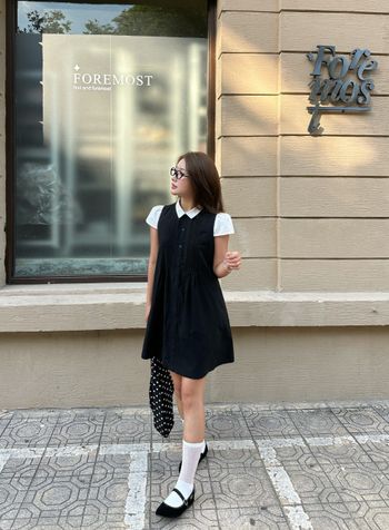 Đầm babydoll tay ngắn cổ sơ mi phong cách preppy THE C.I.U - Bea Babydoll Dress
