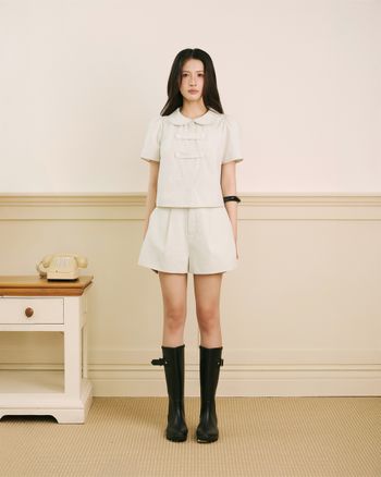 Quần short tây nữ lưng cao THE C.I.U, quần đùi linen ống rộng basic thanh lịch – Kara Short