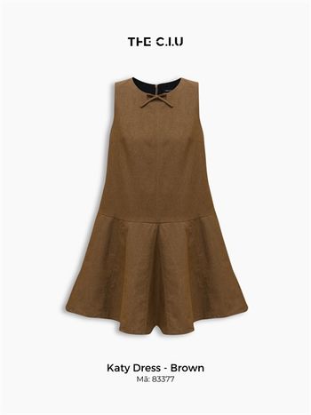 Đầm nữ dáng xoè sát nách cổ tròn THE C.I.U, váy ngắn chất jean phối nơ cổ thanh lịch – Katy Dress