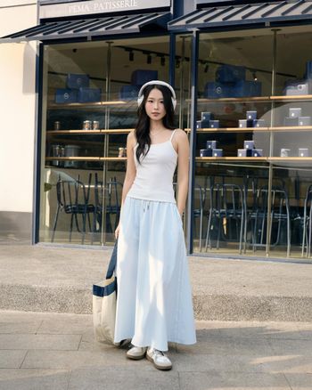 Chân váy nữ dài lưng chun THE C.I.U, chân váy dài chất dù phong cách sporty dễ phối – Gemma Long Skirt - C16
