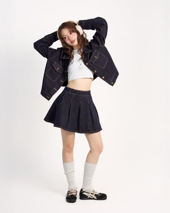 Chân váy jean xếp ly dáng xòe lưng cao THE C.I.U - Endi Skirt - MN09