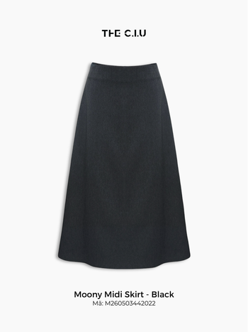 Chân váy midi nữ THE C.I.U, chân váy dài denim chữ A lưng cao thanh lịch – Moony Midi Skirt