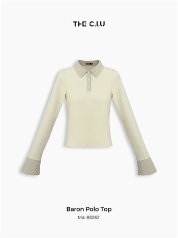 Áo thun polo nữ tay dài phối cổ caro THE C.I.U, áo kiểu cổ bẻ cotton form ôm thanh lịch - Baron Polo Top