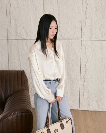 Áo sơ mi lụa nữ tay dài THE C.I.U, áo phối ren form rộng thanh lịch nữ tính – Lolili Shirt