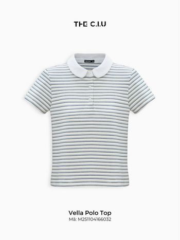 Áo polo kẻ sọc nữ THE C.I.U, áo thun cổ bẻ sọc ngang tay ngắn form ôm phong cách casual – Vella Polo Top