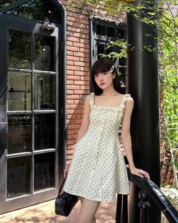 Đầm xòe hai dây tay nhí chấm bi THE C.I.U - Heri Dress