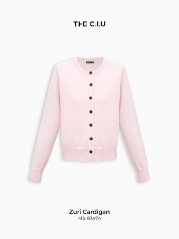 Áo len cardigan nữ cài nút màu hồng pastel THE C.I.U, áo khoác len tay dài form ngắn basic dễ phối đồ – Zuri Cardigan