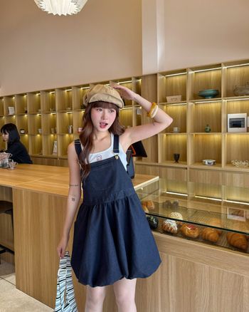Váy yếm jean ngắn dáng bí THE C.I.U - Bambi Overalls Dress