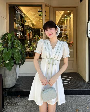 Đầm ngắn dáng chữ A phối viền ruy băng THE C.I.U - Mandy Dress