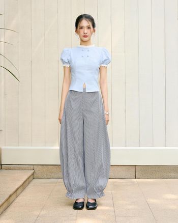 Quần ống cong nữ form rộng THE C.I.U, quần sọc dọc lưng cao bo gấu phong cách thoải mái – Bali Pants MN12