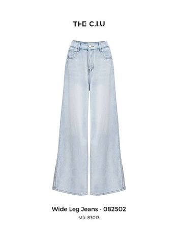 Quần jean nữ ống rộng THE C.I.U, quần bò dáng suông lưng cao basic - Wide Leg Jeans - 082502