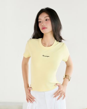 Áo thun nữ form ôm THE C.I.U, áo babytee basic thêu chữ phong cách casual - Shine Baby Tee