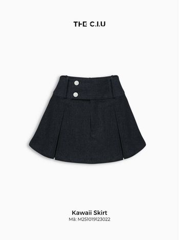 Chân váy ngắn nữ lưng cao THE C.I.U, chân váy dáng xòe xếp ly cài nút basic tôn dáng – Kawaii Skirt