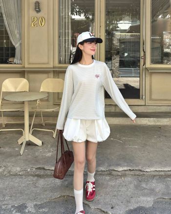 Áo thun tay dài sọc ngang màu pastel thêu hình THE C.I.U - Morley Long Sleeve Tee