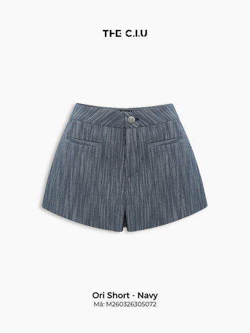 Quần short nữ sọc THE C.I.U, quần short lưng cao ống rộng cạp bản lớn – Ori Short