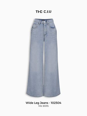 Quần jean ống rộng nữ lưng cao THE C.I.U, quần denim dáng suông basic màu xanh nhạt – Wide Leg Jeans - 102504