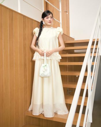 Chân váy trơn maxi dài dáng xòe lưng chun - Chân váy Khói – C15