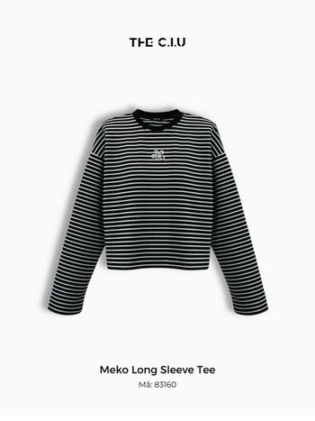 Áo thun nữ tay dài sọc ngang THE C.I.U, áo phông cổ tròn cotton dáng suông – Meko Long Sleeve Tee