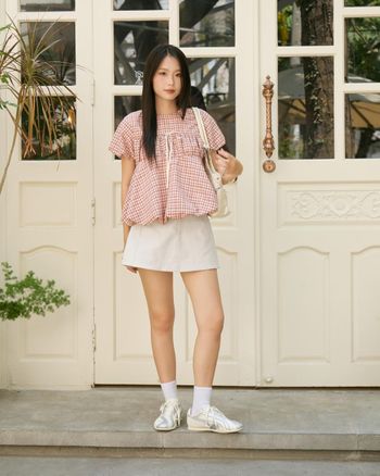Chân váy nữ ngắn form A THE C.I.U, chân váy kaki trơn basic phối viền - Bubble Skirt