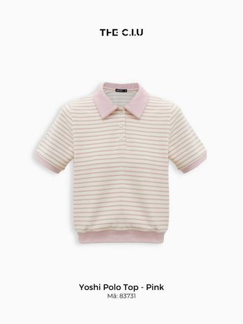 Áo polo tay ngắn nữ sọc ngang THE C.I.U, áo cổ bẻ dáng suông basic phối bo mềm – Yoshi Polo Top