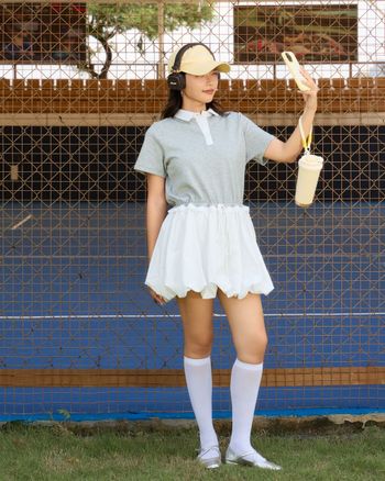 Đầm babydoll nữ dáng bí xòe THE C.I.U, đầm ngắn nữ cổ polo freesize chất dù thoáng mát – Sabi Dress