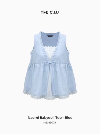 Áo kiểu babydoll nữ dáng xòe phối ren THE C.I.U, áo sát nách cổ V phong cách tiểu thư - Naomi Babydoll