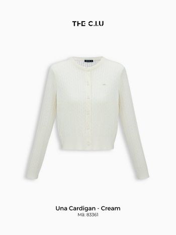 Áo cardigan nữ len dệt tay dài THE C.I.U, áo khoác len cài nút cổ tròn basic – Una Cardigan