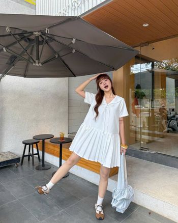 Đầm babydoll thủy thủ THE C.I.U, đầm suông nữ tay ngắn xếp ly  - Tila Babydoll Dress