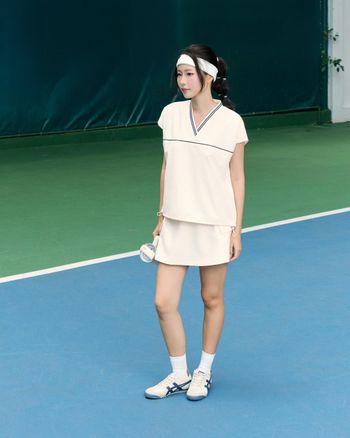 Áo kiểu nữ dù thể thao phối line THE C.I.U, áo thể thao cổ cao zip dáng rộng thoải mái – Kendall Top - C16