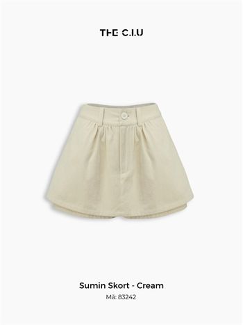 Quần giả váy nữ màu kem THE C.I.U, chân váy ngắn cotton dáng xoè cạp cao – Sumin Skort