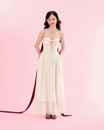 Đầm maxi nữ 2 dây xô thêu hoa THE C.I.U, đầm dài dáng xòe nhẹ nữ tính – Rose Dress – MN11