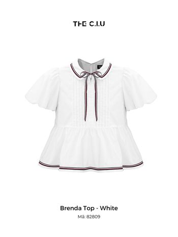 Áo babydoll tay ngắn viền lai phối nơ cổ bèo THE C.I.U - Brenda Top