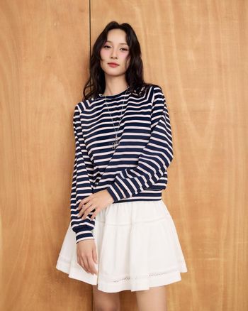 Áo thun sọc tay dài nữ cổ tròn THE C.I.U, áo phông dài tay kẻ ngang casual – Zakie Long Sleeve Tee