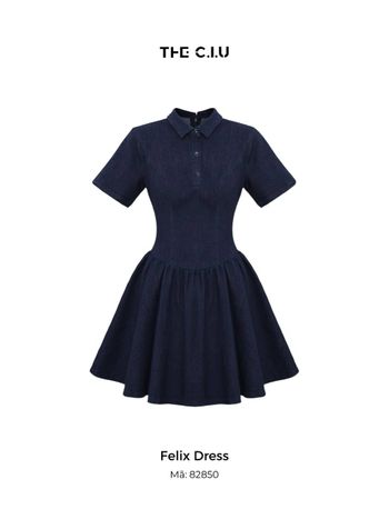 Đầm denim xòe tay ngắn cổ sơ mi THE C.I.U - Felix Dress