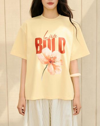 Áo thun nữ form rộng THE C.I.U, áo phông cotton tay ngắn in hình phong cách casual năng động – Live Tee MN12