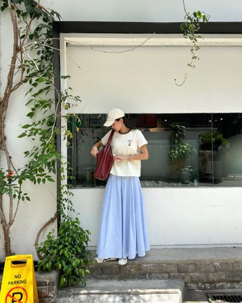 Chân váy maxi 3 tầng babyblue sọc cotton THE C.I.U - Aster Long Skirt