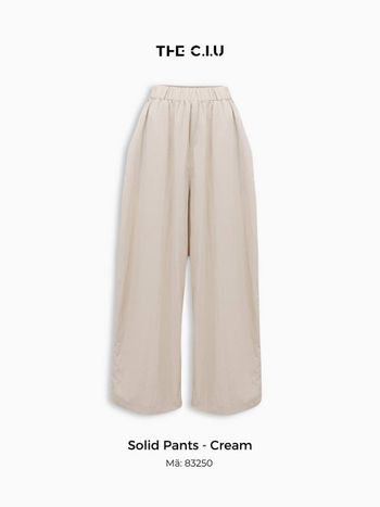Quần ống rộng nữ cạp chun màu xám THE C.I.U, quần dài dáng suông vải dù nhẹ basic thoáng mát – Solid Pants