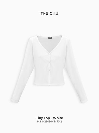Áo kiểu nữ tay dài cổ V THE C.I.U, áo cổ tim thun giấy basic form ôm dễ phối đồ – Tiny Top