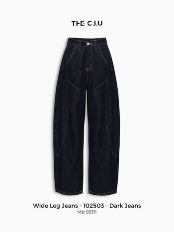 Quần jean ống cong nữ lưng cao THE C.I.U, quần baggy denim ống rộng dáng suông basic – Wide Leg Jeans - 102503
