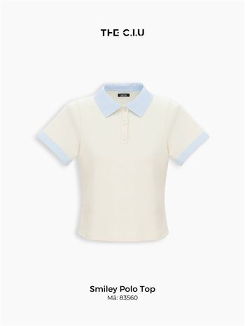 Áo polo tay ngắn nữ phối viền sọc caro form babytee THE C.I.U, áo thun cổ bẻ dáng ôm – Smiley Polo Top
