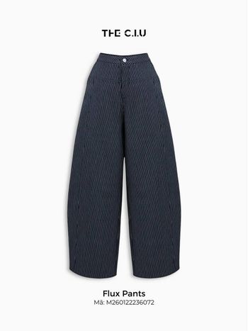 Quần palazzo nữ THE C.I.U, quần kẻ sọc lưng cao ống rộng form dài phong cách công sở – Flux Pants