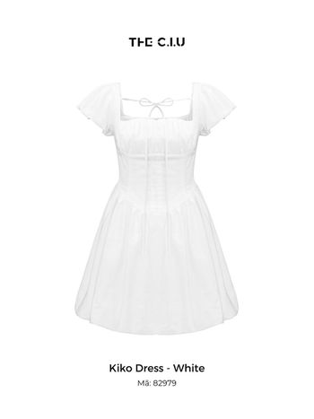 Đầm ngắn dáng xoè bí THE C.I.U, đầm bí nữ tay ngắn nhún ngực - Kiko Dress