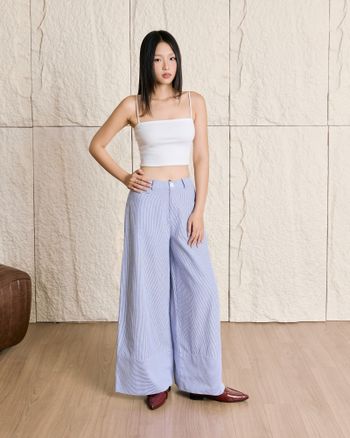 Quần ống rộng nữ THE C.I.U, quần cotton sọc lưng cao form suông – Daxen Pants