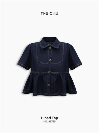 Áo kiểu denim nữ tay ngắn THE C.I.U, áo sơ mi phối bèo eo dáng babydoll cá tính – Hinari Top