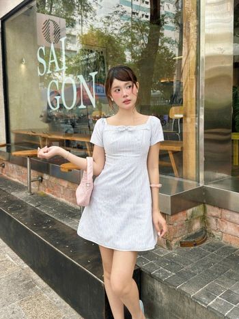 Đầm xòe tay ngắn Velia Dress Blue
