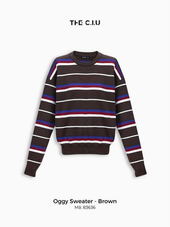 Áo sweater len tay dài sọc ngang phối màu THE C.I.U, áo len dáng suông form rộng dễ phối đồ – Oggy Sweater