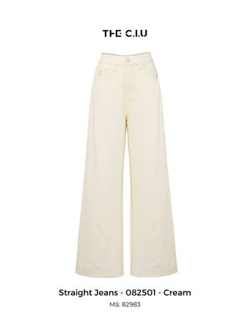 Quần jean kem ống đứng thêu hoa THE C.I.U - Straight Jeans - 082501
