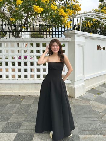 Đầm 2 dây nữ maxi dự tiệc chiết eo THE C.I.U, đầm trơn xòe form dài basic tôn dáng – Selena Dress